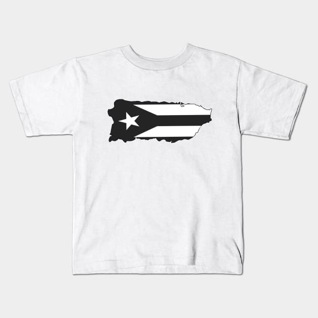 Puerto Rico Black Flag Kids T-Shirt by lilyvtattoos